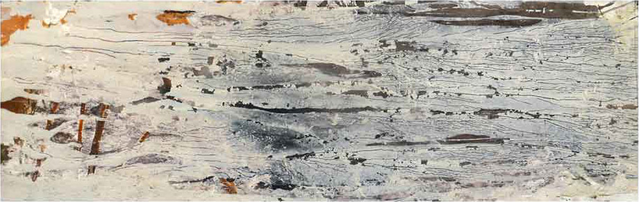 robyn nolan 'Slipstream' clay slip and ink on paper 56x120cm framed