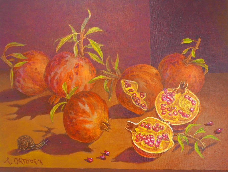 Tricia Oktober Painting' Pomegranates'