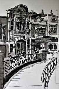 John Ellison black and white drawing of katoomba