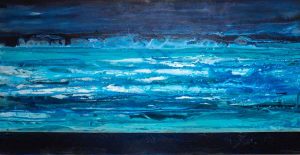 Robyn Nolan painting of the sea in various shades of blue