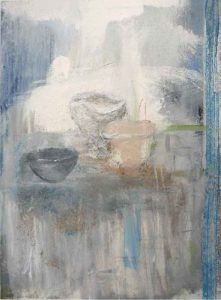 'Morning Walk II' mixed media and oil on canvas 43.5x33cm framed $550