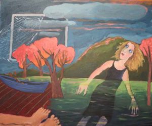 'touching water seeing sky' acrylic on canvas 50x60cm