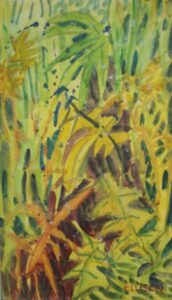 abstract foliage in green and gold