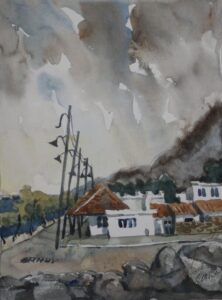 A stormy skay over houses near the Beach Diakofti Kythira