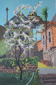 spring blossom with katoomba house in the background